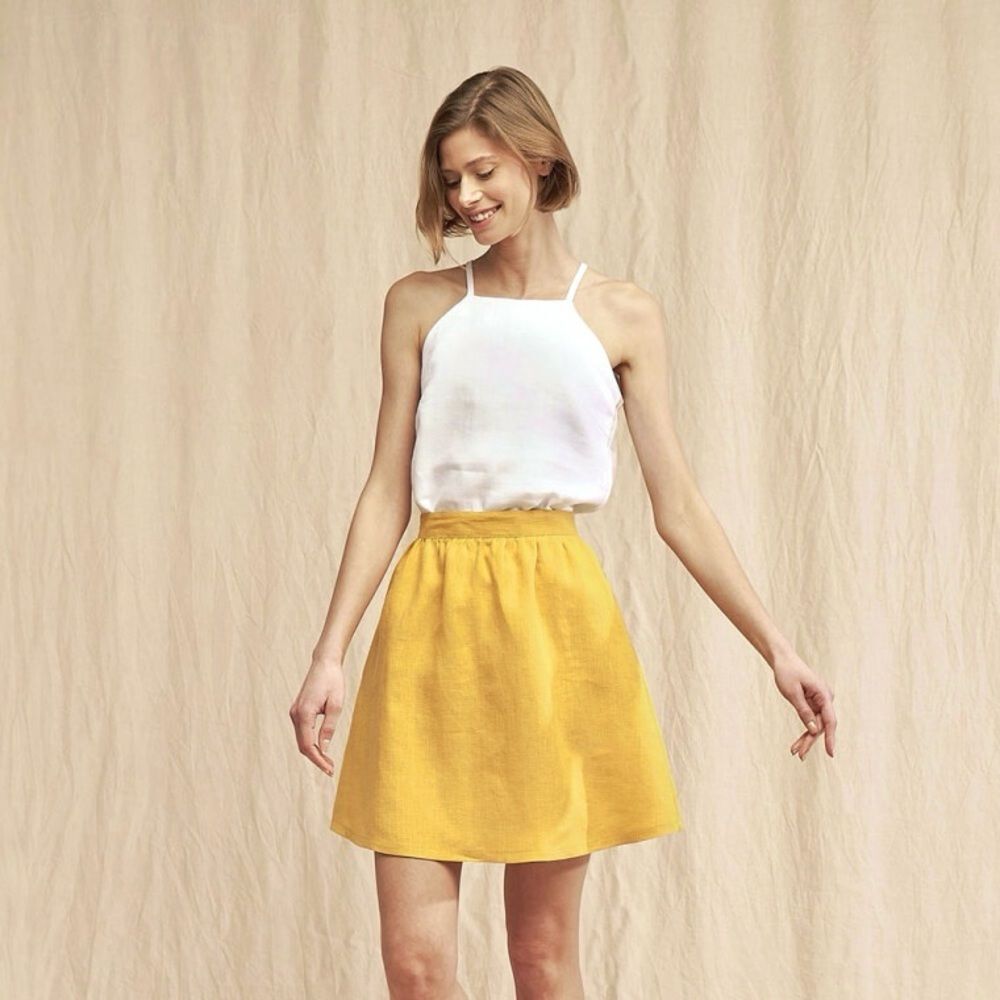 NWT Tommy Bahama Linen Yellow Mini Skirt